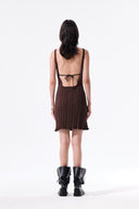 OPEN BACK RIBBED KNIT DRESS IN BROWN image 8