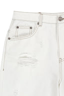 DESTROYED COLOR DYEING DENIM PANTS IN WHITE image 3