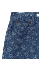 FLOWER PATTERN FLARE DENIM PANTS IN BLUE image 4