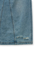 DAMAGE POINT LONG DENIM SKIRT IN BLUE image 14