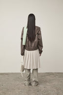 FAUX LEATHER HOODY CROP JUMPER IN BROWN image 8