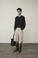 CASHMERE BLENDED ROUND KNIT PULLOVER IN BLACK image 8