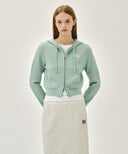 W SMALL CLASSIC LOGO CROP KNIT HOODIE ZIPUP IN MINT image 12