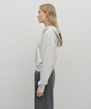 W SMALL CLASSIC LOGO CROP HOODIE IN LIGHT HEATHER GREY image 2