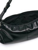 EYELET SHIRRING SHOULDER BAG IN BLACK