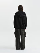 UNI WOVEN MIX HOOD ZIP-UP IN CHARCOAL GREY