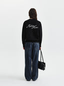 CALLIGRAPHY BACK LOGO KNIT PULLOVER IN BLACK