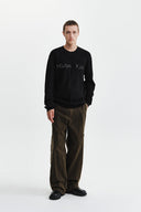 MATIN APPLIQUE LOGO KNIT PULLOVER IN BLACK