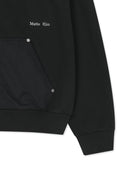 UNI WOVEN MIX HOOD ZIP-UP IN CHARCOAL GREY
