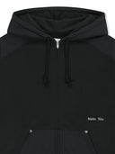 UNI WOVEN MIX HOOD ZIP-UP IN CHARCOAL GREY