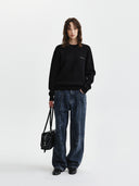 CALLIGRAPHY BACK LOGO KNIT PULLOVER IN BLACK