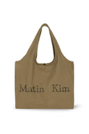 MATIN CRACKED LOGO ECOBAG IN KHAKI