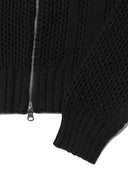 BACK JACQUARD LOGO KNIT ZIP UP IN BLACK