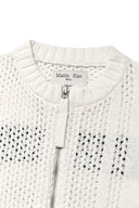 BACK JACQUARD LOGO KNIT ZIP UP IN WHITE