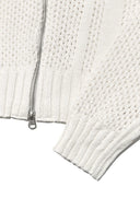 BACK JACQUARD LOGO KNIT ZIP UP IN WHITE