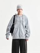 RAW CUT APPLIQUE HOODY ZIP UP IN GRAY