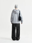 RAW CUT APPLIQUE HOODY ZIP UP IN GRAY