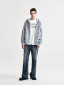 RAW CUT APPLIQUE HOODY ZIP UP IN GRAY